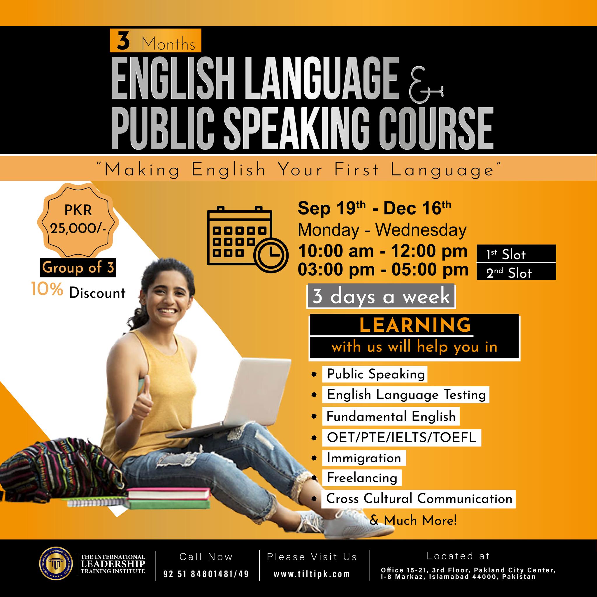 English Language Public Speaking Course 3 Months Sep 2022 TILTI